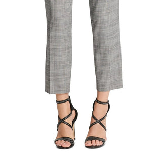 DKNY Women's Belted Essex Ankle Plaid Pant Gray Size 0