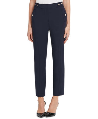 DKNY Women's Button-Trim Dress Pants Blue Size 12