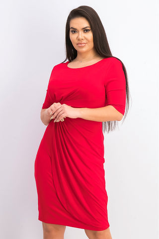 Connected Women's Petite Faux Wrap Dress Red Size 4P