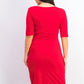 Connected Women's Petite Faux Wrap Dress Red Size 4P