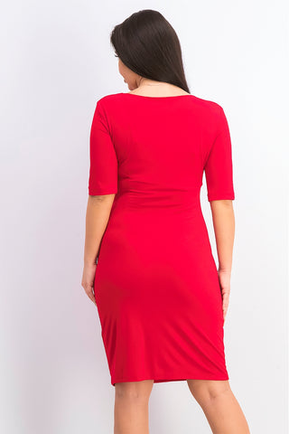 Connected Women's Petite Faux Wrap Dress Red Size 4P