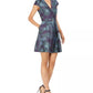 Vince Camuto Women's Belted Floral Print Fit & Flare Dress Blue Size 8