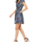 Vince Camuto Women's Belted Floral Print Fit & Flare Dress Blue Size 8