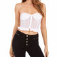GUESS Women's Strapless Mesh Corset Top White Size Medium