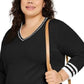 Tommy Hilfiger Women's Plus Size Cotton V-Neck Pullover Sweater Black Size 1X