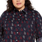 Tommy Hilfiger Women's Plus Size Polka Dot Heart Print Cotton Shirt Blue Size 3X