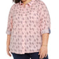 Tommy Hilfiger Women's Plus Size Polka Dot Heart Print Cotton Shirt Pink Size 3X