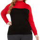 Calvin Klein Women's Colorblocked Turtleneck Sweater Red Size 1X