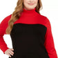 Calvin Klein Women's Colorblocked Turtleneck Sweater Red Size 1X