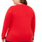 Tommy Hilfiger Women's Plus Cotton Heart Logo Sweater Red Size 2X