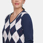 Tommy Hilfiger Women's Plus Size Ivy Cotton Argyle Sweater Blue Size 1X