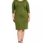 NY Collection Women's Plus Size Ruched Dress Green Size 2X