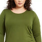 NY Collection Women's Plus Size Ruched Dress Green Size 2X