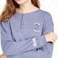 Disney Junior's Stitch Henley T-Shirt Navy Size Large