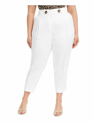 Calvin Klein Women's Plus Size Linen Slim-Ankle Pants White Size 20W