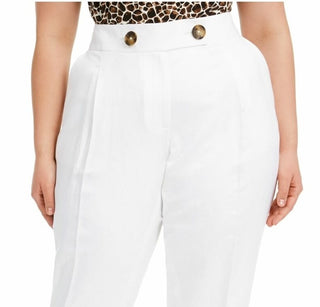 Calvin Klein Women's Plus Size Linen Slim-Ankle Pants White Size 20W