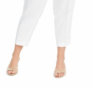 Calvin Klein Women's Plus Size Linen Slim-Ankle Pants White Size 20W