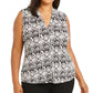 Calvin Klein Women's Plus Size Sleeveless Printed V-Neck Top Charcoal Size 1X