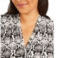 Calvin Klein Women's Plus Size Sleeveless Printed V-Neck Top Charcoal Size 1X