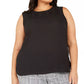 Calvin Klein Women's Sleeveless Pleated Neck Top Black Size XX-Large