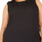 Calvin Klein Women's Sleeveless Pleated Neck Top Black Size XX-Large