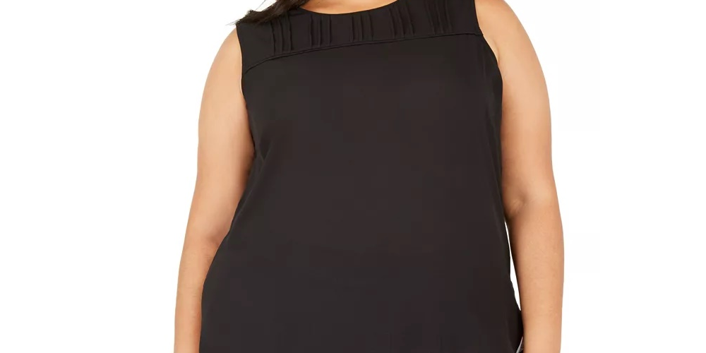 Calvin Klein Women's Sleeveless Pleated Neck Top Black Size XX-Large