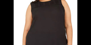 Calvin Klein Women's Sleeveless Pleated Neck Top Black Size XX-Large