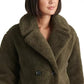 Lucky Brand Women's Teddy Fuzzy Double-Breasted Coat Green Size X-Large