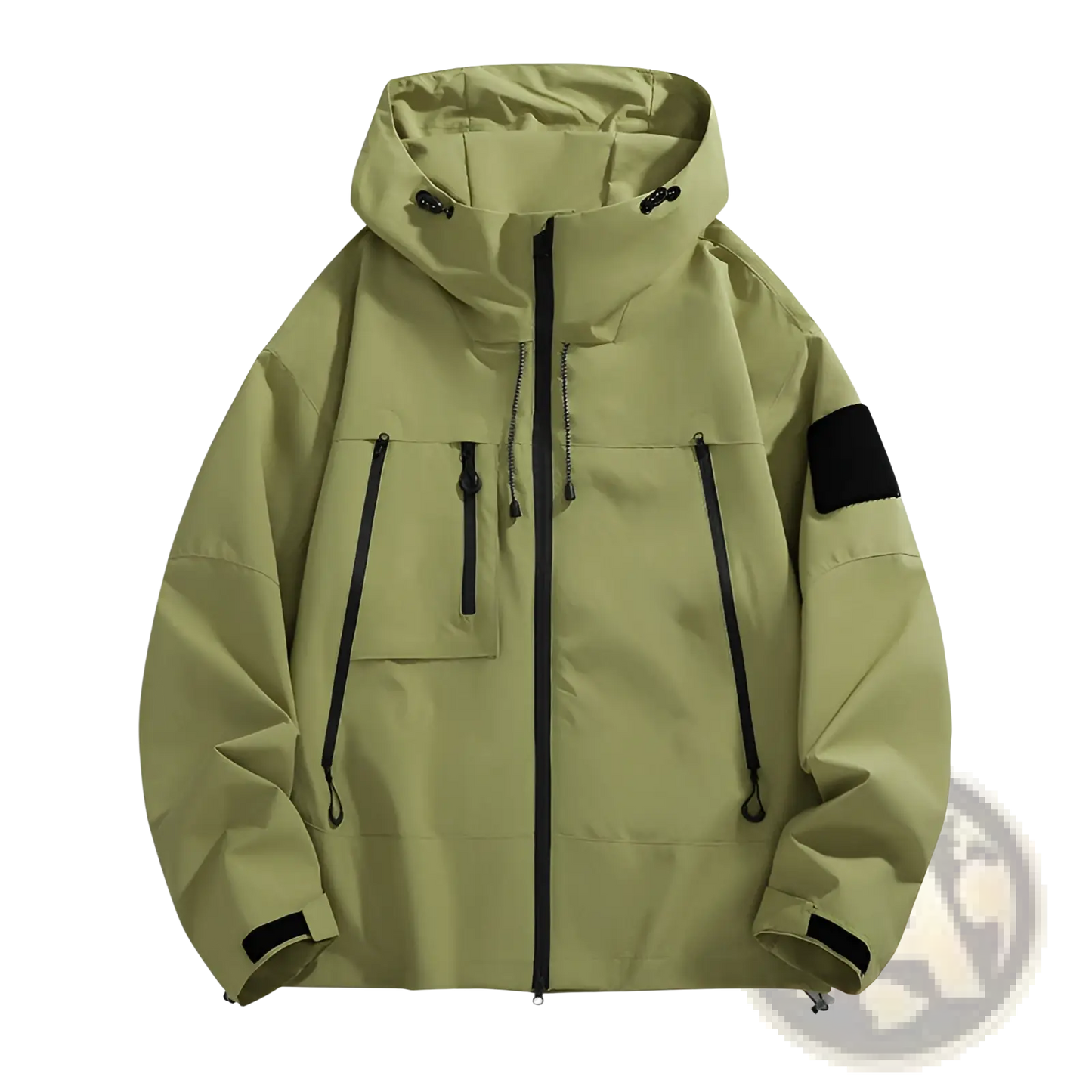 Tactical Hooded Shell Jacket with Sleeve Patch Details