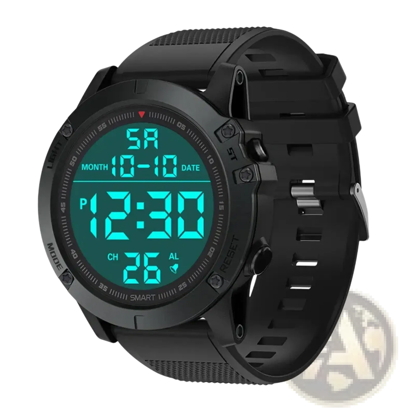 Tactical Waterproof Digital Sports Watch with Teal Led Display