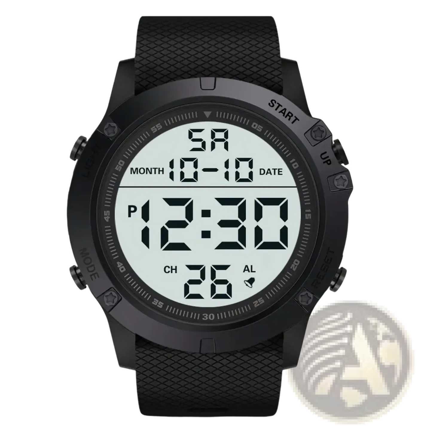 Tactical Waterproof Digital Sports Watch with Teal Led Display