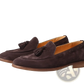 Tan Suede Tassel Loafers with Stitched Rubber Sole