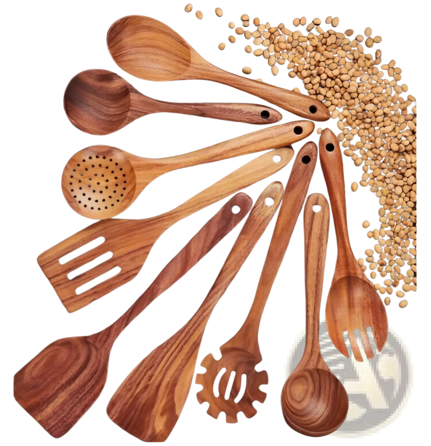 Teak Wood Cooking Utensil Set 4 Piece Kitchen Tools