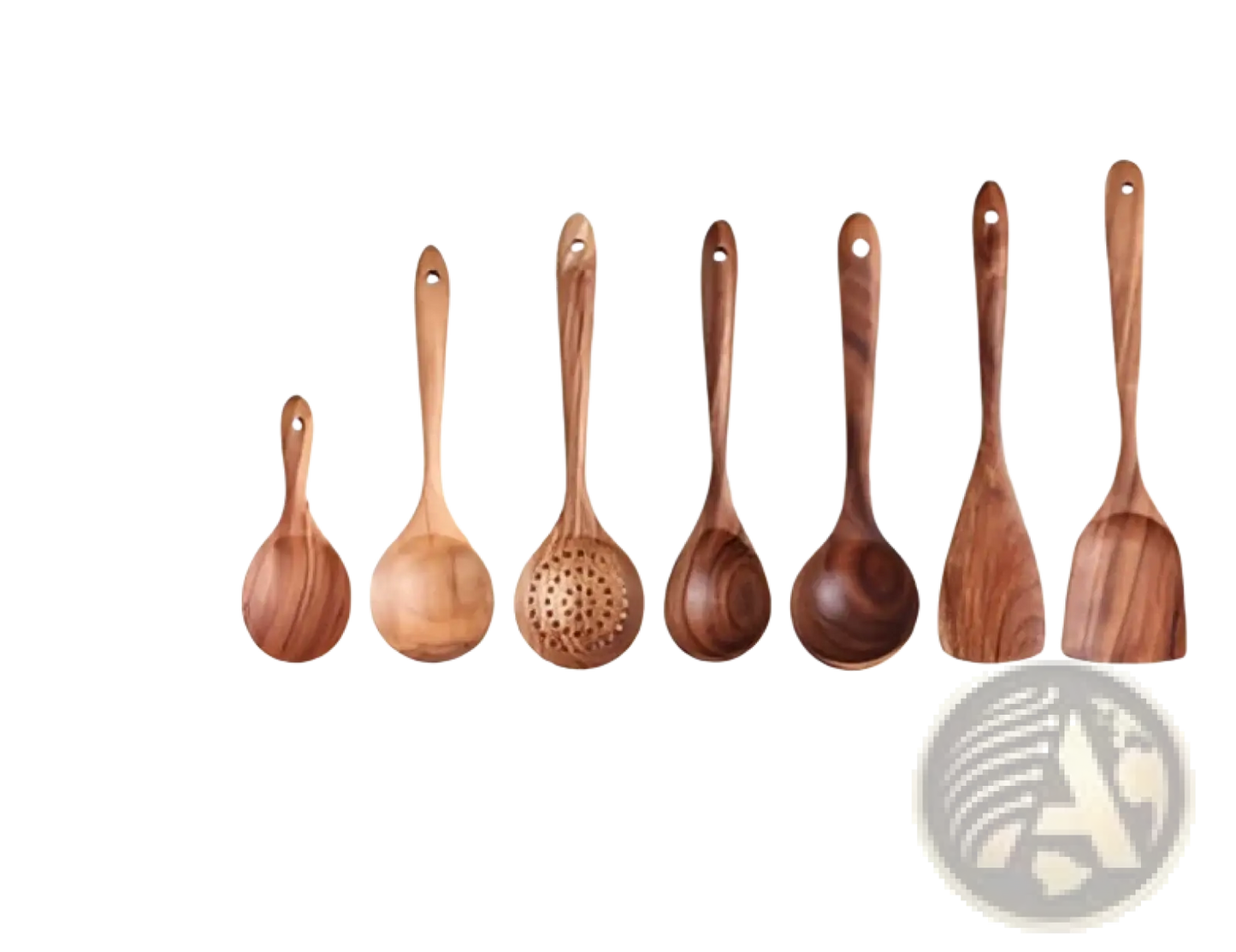 Teak Wood Kitchen Utensil Set Cooking Spoons 7pcs