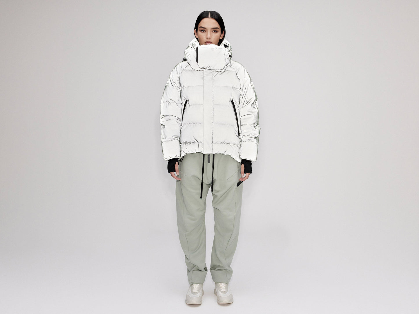 On/Off Hood O.S Down Jacket - Reflective Jade