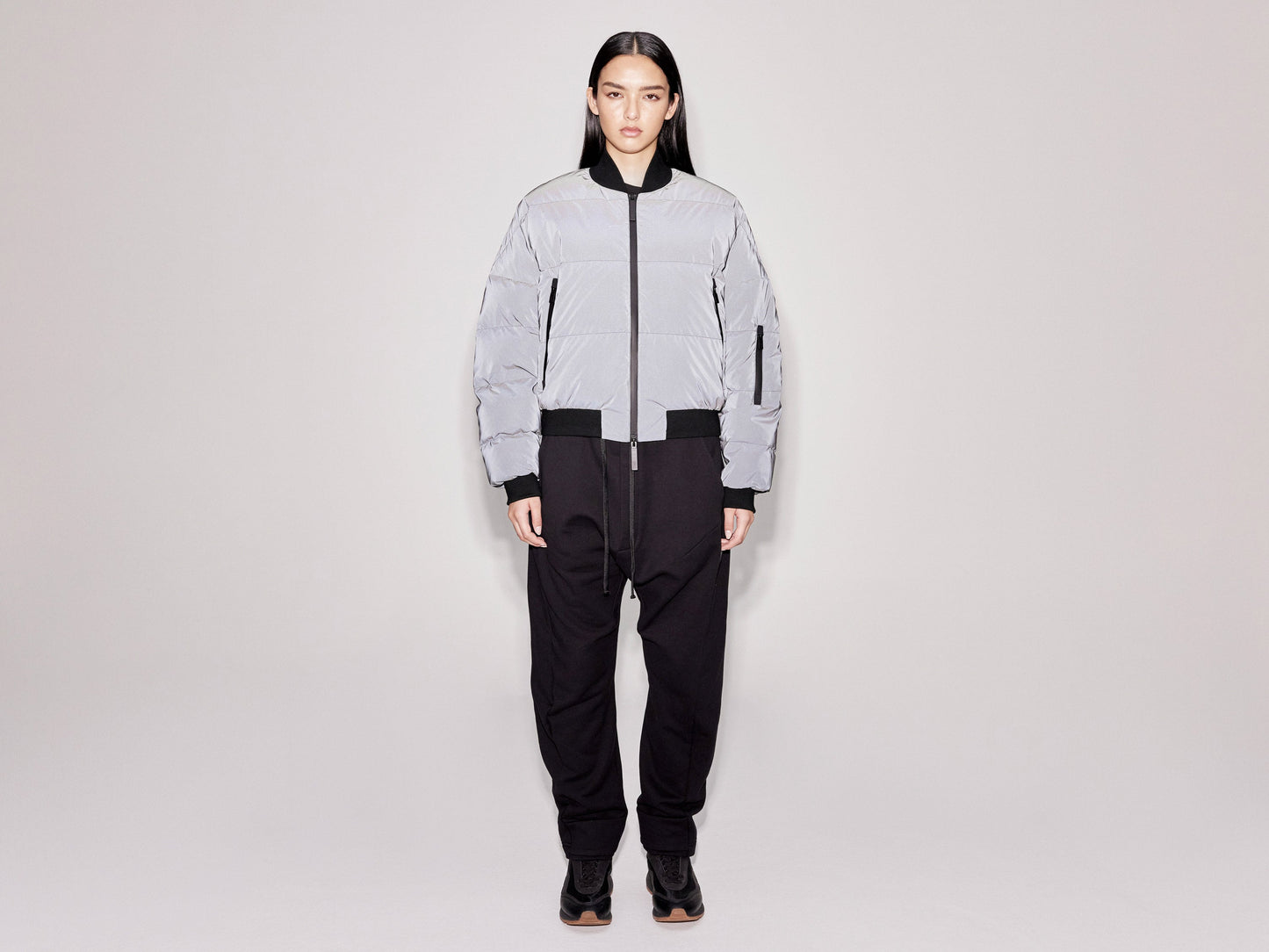 Reflective Bomber Down Jacket - Reflective Black