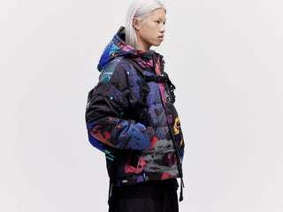 Utility Down Jacket with Backpack - Dark Splatter