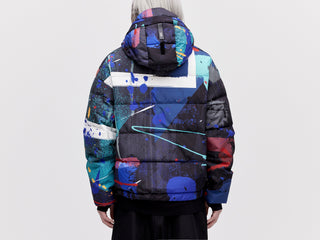 Utility Down Jacket with Backpack - Dark Splatter