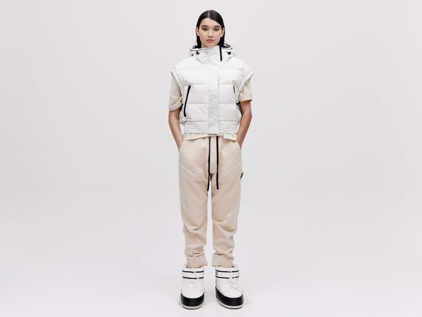 Cropped Down Vest - Light Pixel