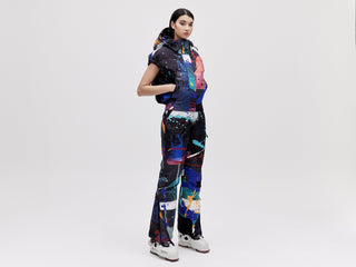 Cropped Down Vest - Dark Splatter