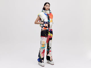 Cropped Down Vest - Light Splatter