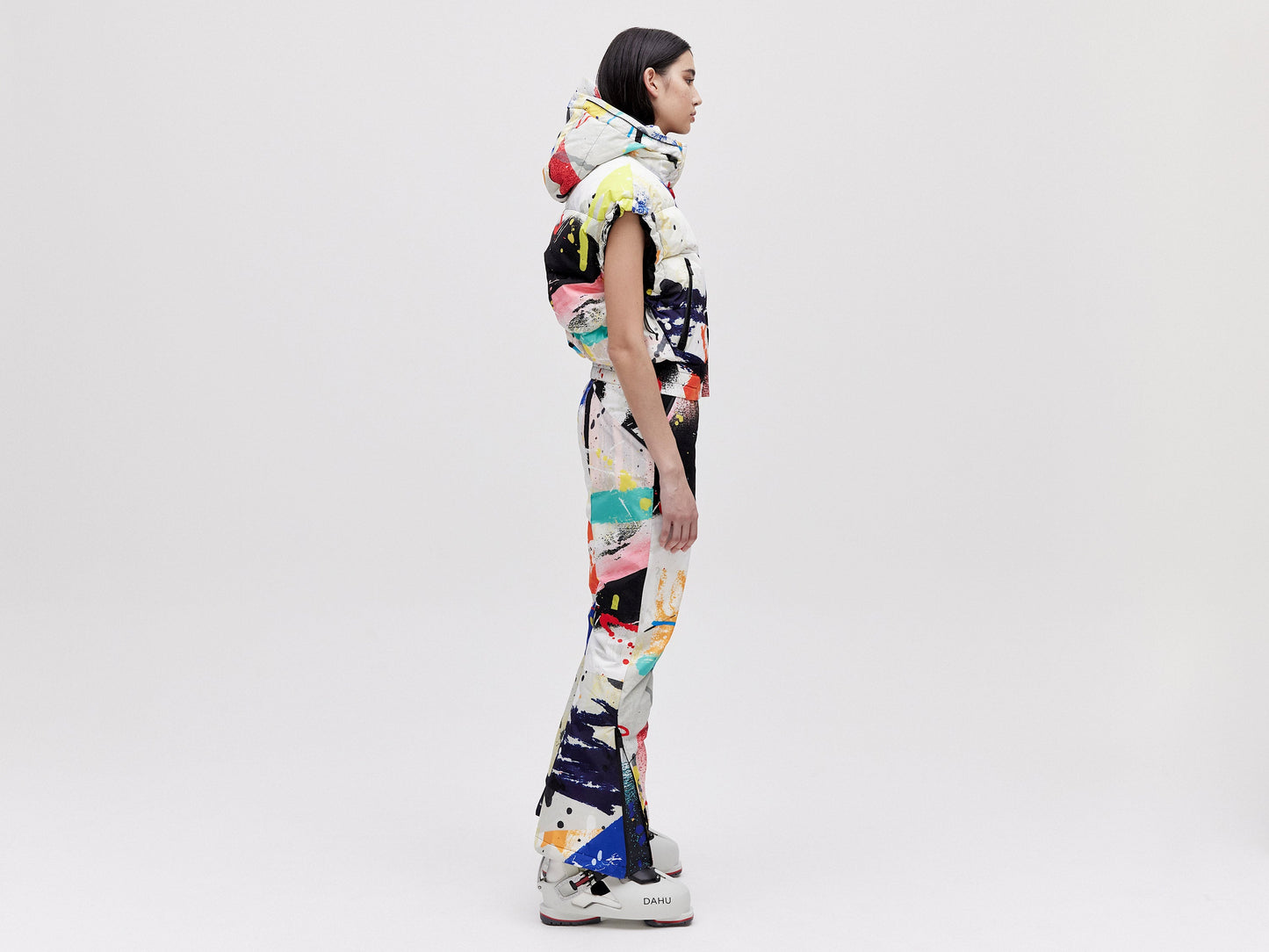 Cropped Down Vest - Light Splatter