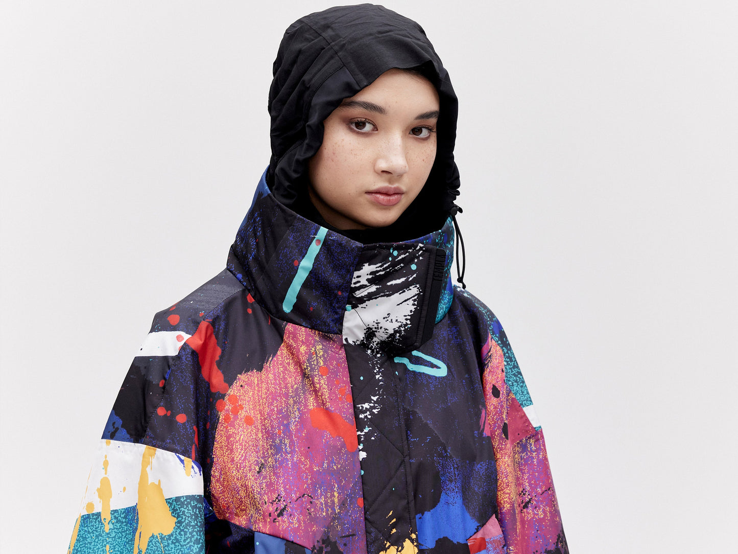 Cropped Cocoon Jacket - Dark Splatter