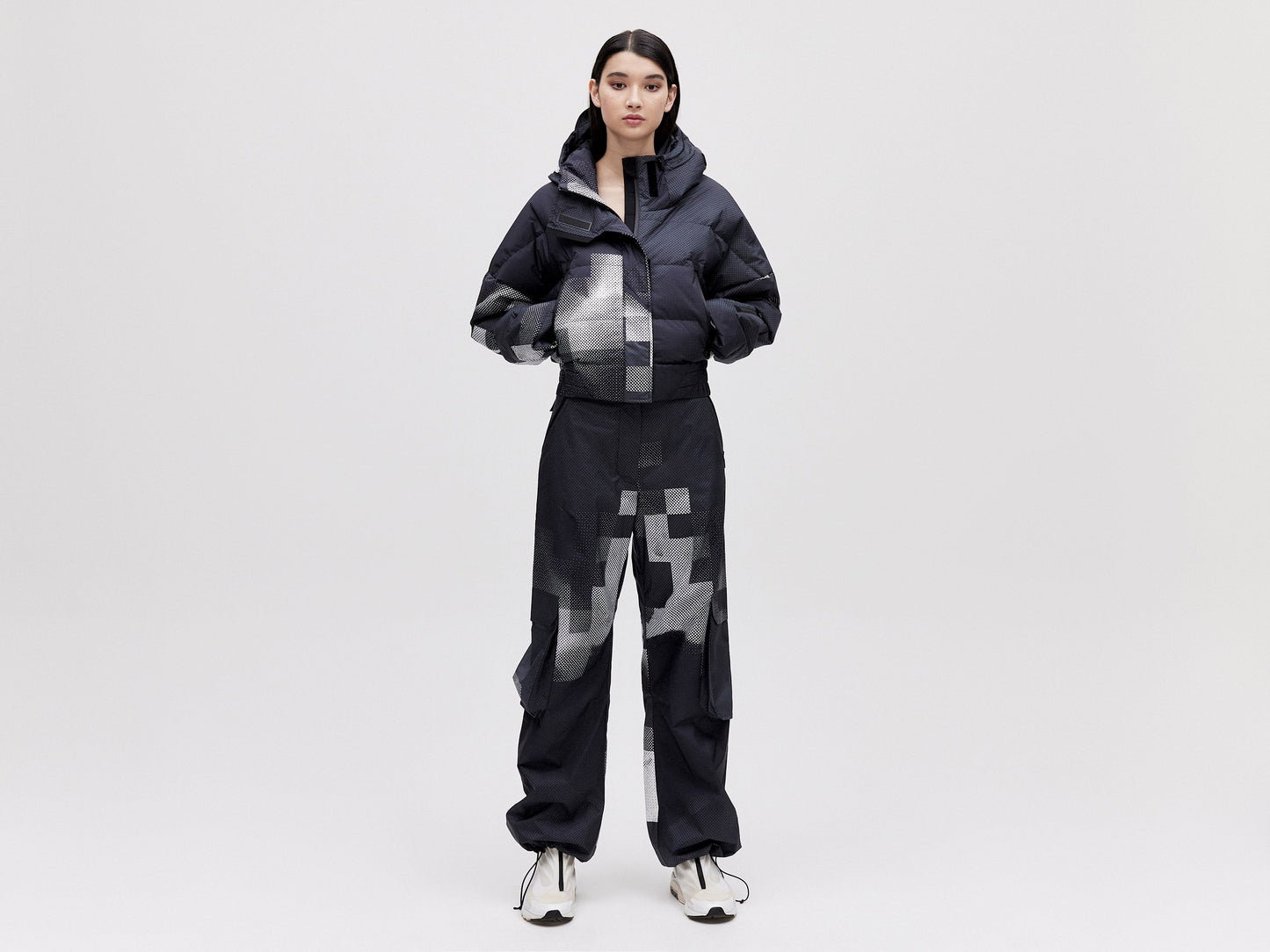 Cropped Down Jacket - Dark Pixel