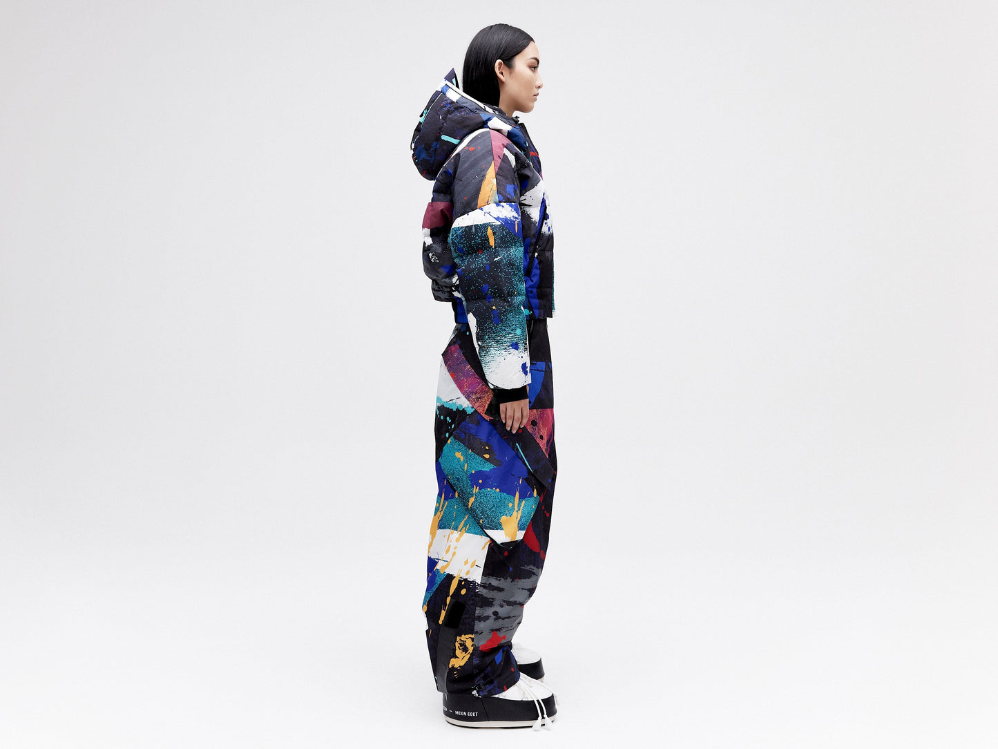 Cropped Down Jacket - Dark Splatter