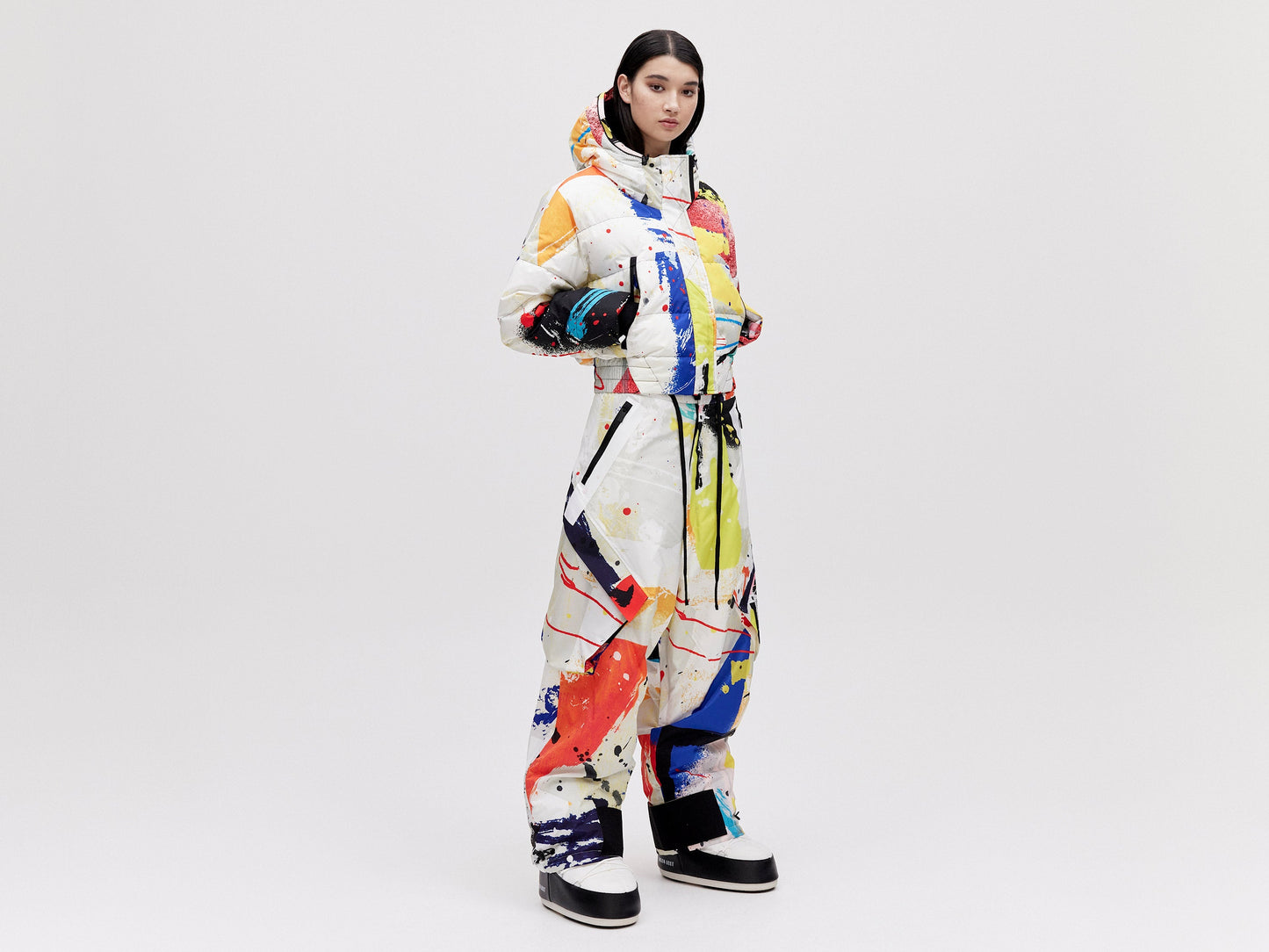 Cropped Down Jacket - Lighter Splatter