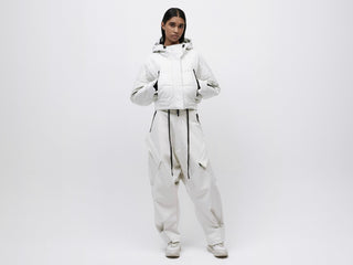 Cropped Leather Down Jacket - Vaporous Grey