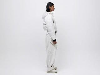 Cropped Leather Down Jacket - Vaporous Grey