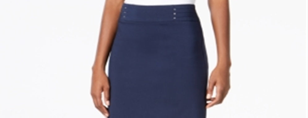 JM Collection Women's Rivet Waist A Line Skirt Blue Size XX-Large