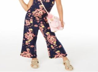 Epic Threads Toddler Girl's Floral Print Flutter Sleeve Jumpsuit Blue Size 4T